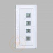 Bihar aszimetrikus mart paneles, alu rátétes műanyag bejárati ajtó