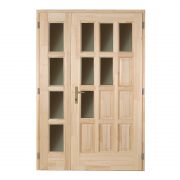 Ámor háromszögben üveges kétszárnyú fenyő bejárati ajtó