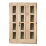 Ámor szélén üveges kétszárnyú fenyő bejárati ajtó