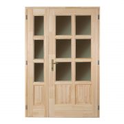 Szikra 8 kazettás 6 üveges kétszárnyú fenyő bejárati ajtó