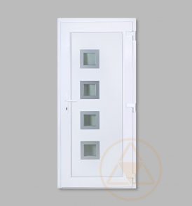 Bihar aszimetrikus mart paneles, alu rátétes műanyag bejárati ajtó