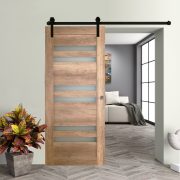 Zánka laminált felületű Country Tölgy tolóajtó fekete síntakaróval