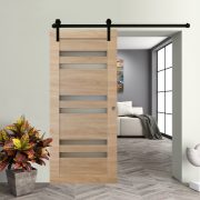 Zánka laminált felületű Vintage Tölgy tolóajtó fekete síntakaróval