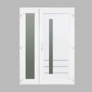 Vértes alumínium rátétes műanyag bejárati ajtó oldalszárnnyal