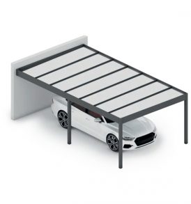 Falhoz szerelt egyállásos autóbeálló