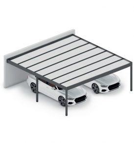 Falhoz szerelt kétállásos autóbeálló