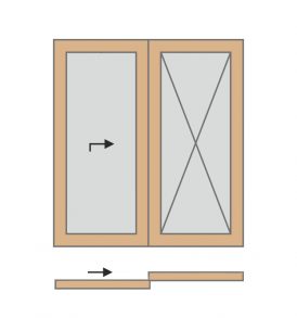 Balos, jobbra nyíló - fa emelő-toló erkélyajtó - belső nézet