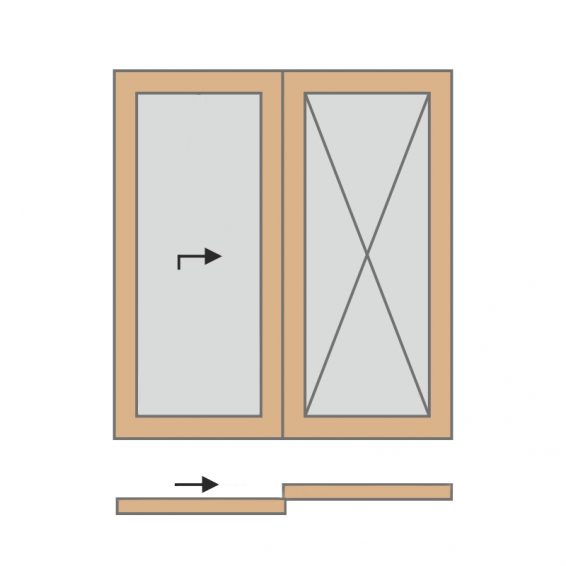 Balos, jobbra nyíló - fa emelő-toló erkélyajtó - belső nézet