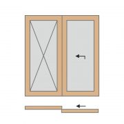 Jobbos, balra nyíló - fa emelő-toló erkélyajtó - belső nézet